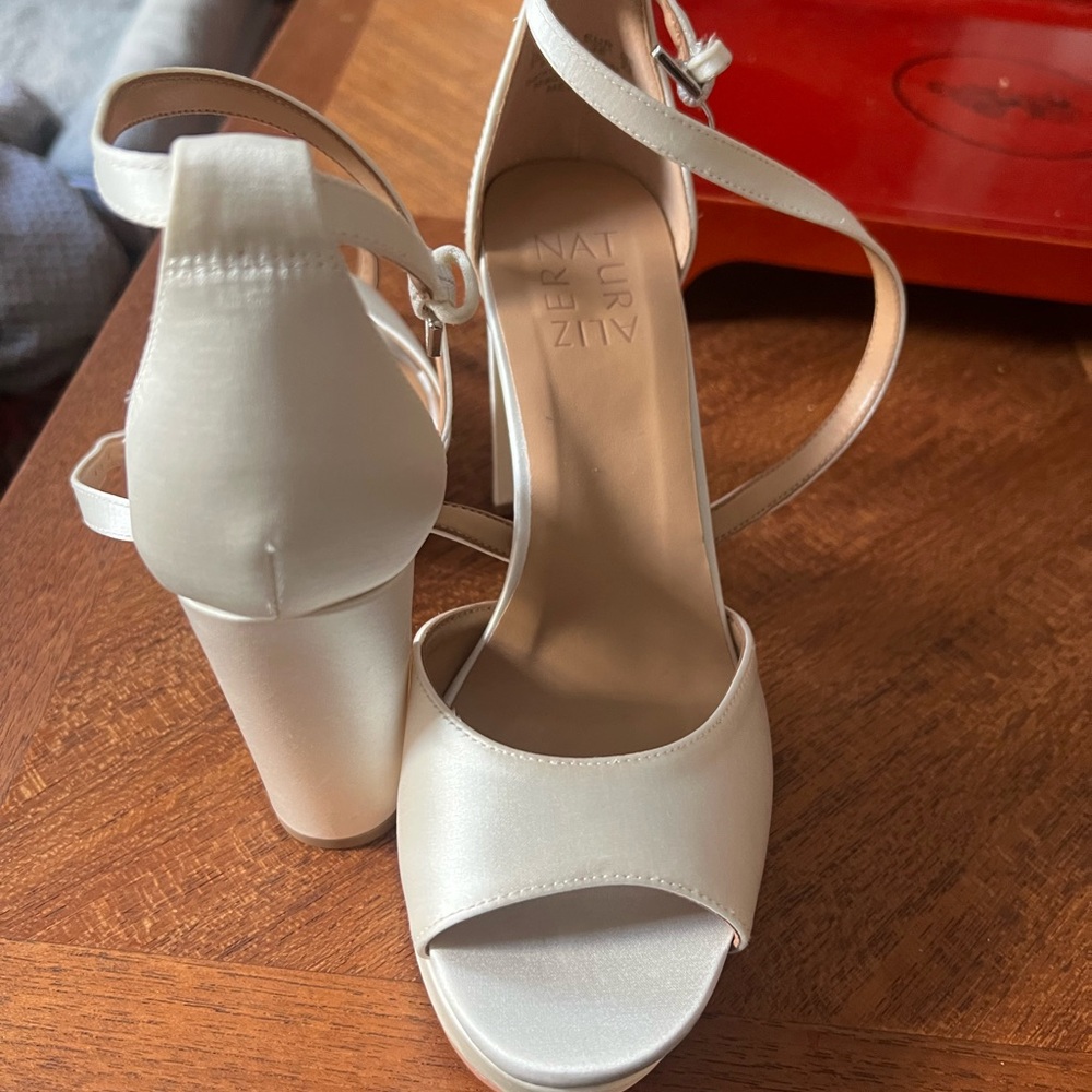 Naturalizer White Melody Dress Sandal Platform Heels